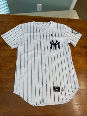 EvoShield Youth XL Baseball Jersey White Black Pinstripe Custom Uniform Shirt 24